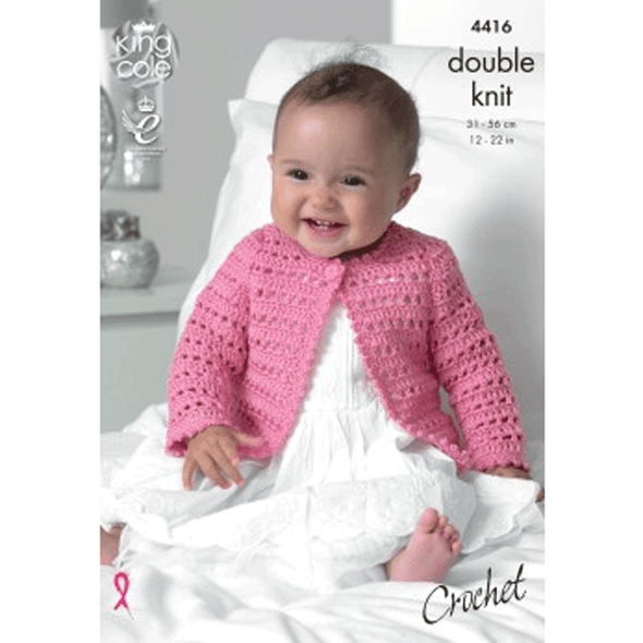 Babies Dress, Cardigan and Hat Crochet Pattern | King Cole Cherish DK and Cherished DK 4416 | Digital Download - Main Image