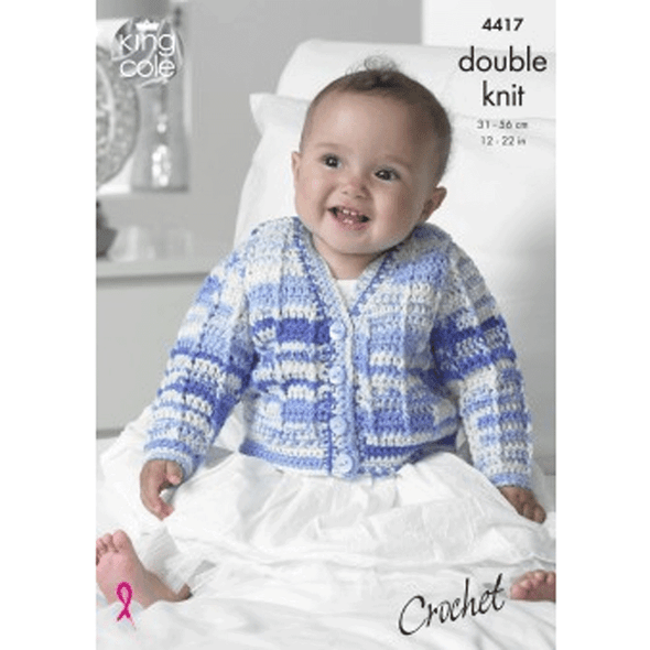 Babies Cardigan and Waistcoat Crochet Pattern | King Cole Cherish DK and Cherished DK 4417 | Digital Download - Main Image