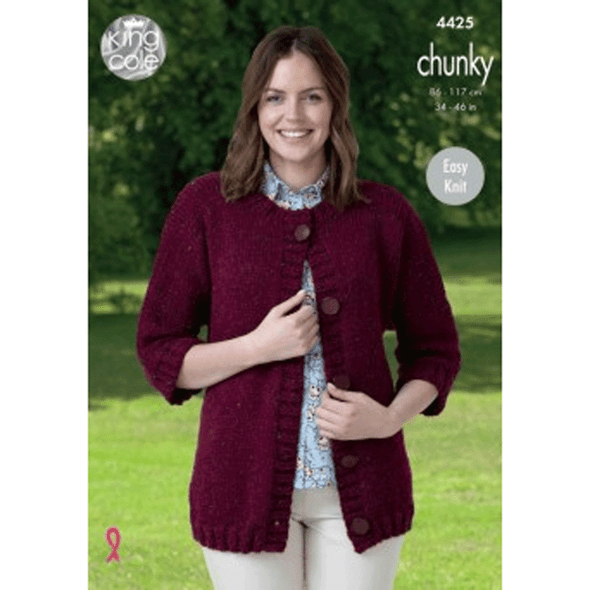 Ladies Dolman Jacket and Top Knitting Pattern | King Cole Chunky Tweed 4425 | Digital Download - Main Image