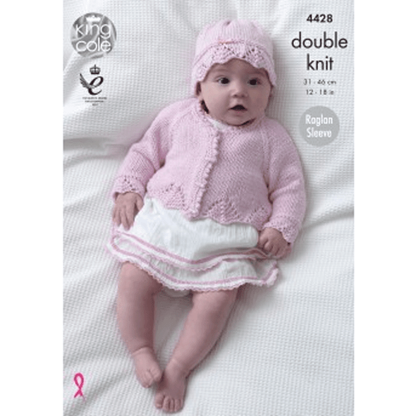 Babies Matinee Coat, Cardigan, Jacket and Hats Knitting Pattern | King Cole Cottonsoft DK 4428 | Digital Download - Main Image