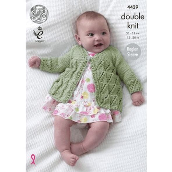 Babies Matinee Coat, Angel Top and Cardigan Knitting Pattern | King Cole Cottonsoft DK 4429 | Digital Download - Main Image