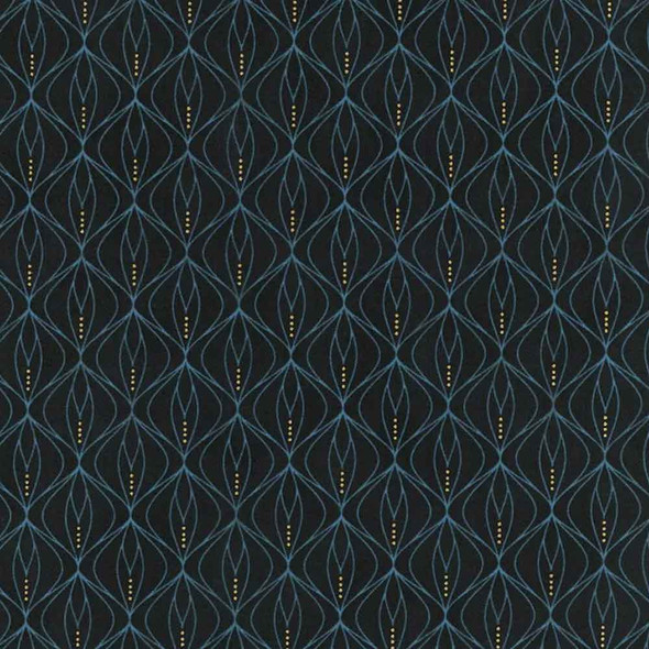 Art Deco on Evening Grey with Gold Metallic | 1832M-15 | Flirtation | Zen Chic | Moda Fabrics