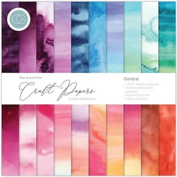 The Essential Craft Papers | Ombré | 12 x 12 Decorative Paper Pads | Craft Consortium