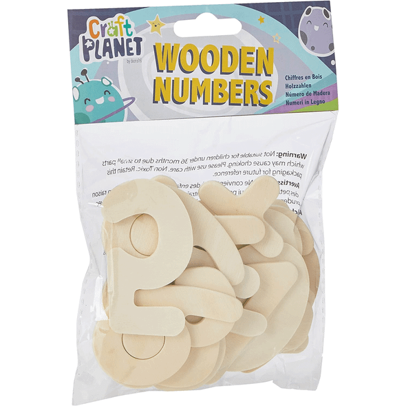 Wooden Number Pack | 20 Pieces | Craft Planet - Main Image