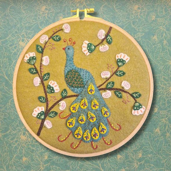 Flamboyant Peacock Woolfelt Embroidery and Applique Kit | Corinne Lapierre (APPPCK1O)