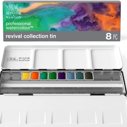 Winsor & Newton Professional Watercolour | Revival Collection Tin 8 Half Pans