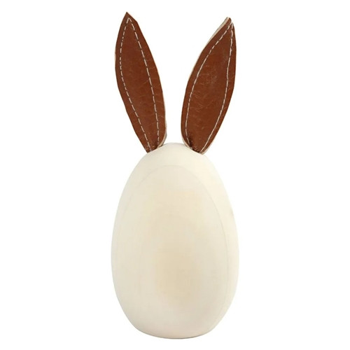 Wooden Egg with Leather Imitation Rabbit Ears | Creativ Company