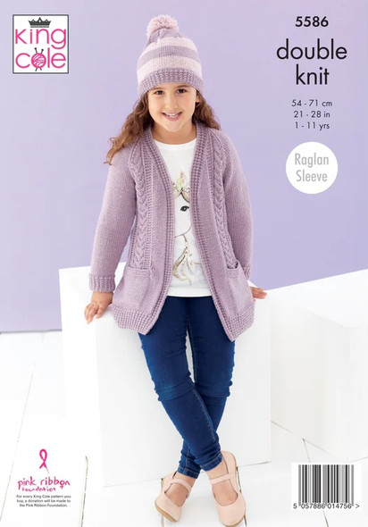 Childrens Lace Cardigan & Hat| 5128 | 21" - 28" | King Cole (KC-5586)