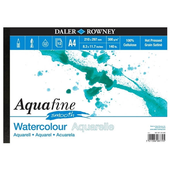 Daler Rowney Aquafine Watercolour Paper Pad - Smooth Surface Jumbo Pad | 50 sheets | 140lb / 300gsm
