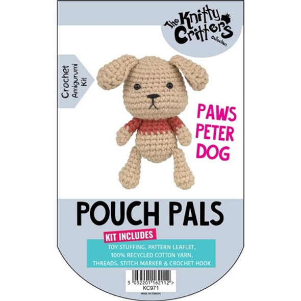 Pouch Pals Amigurumi Knitty Critters Crochet Kit | Paws Peter Dog