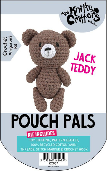 Pouch Pals Amigurumi Knitty Critters Crochet Kit | Jack Teddy