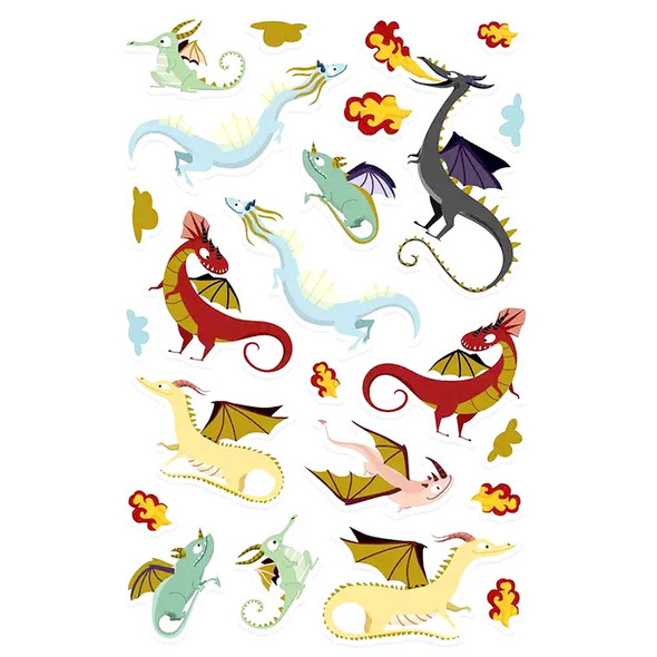 Puffy, Gold Foil 3D Dragon Stickers with  23 Stickers by Maildor