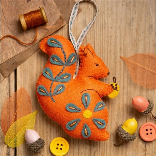 Folk Squirrel Hanging Decoration | Mini Felt Sewing and Embroidery Kit | Corinne Lapierre