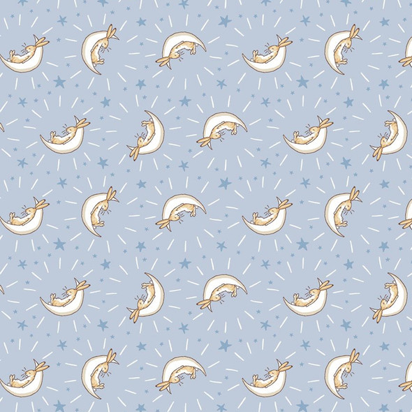 Guess How Much I Love You 2024 | Sleepy Hare and Moon Flannel on Light Denim | Y4253-87 | Clothworks