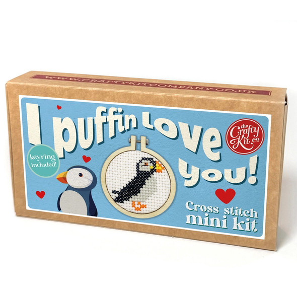 I Puffin Love You  Matchbox Mini Cross Stitch Kit