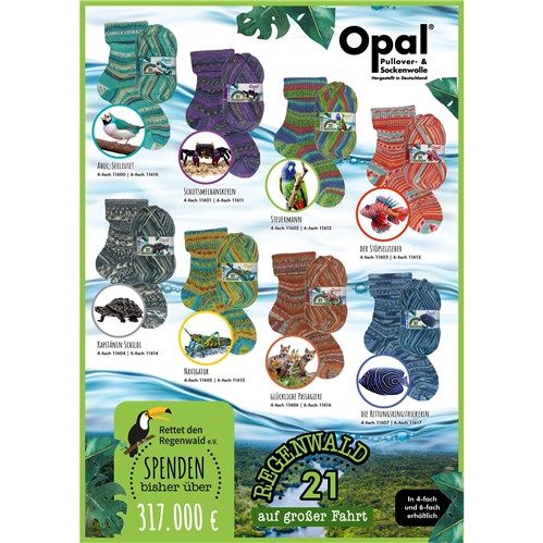 Opal 4ply Sock Yarn | Rainforest 21 on a grand voyage | Various Colours