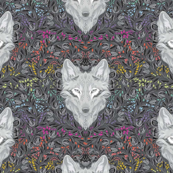 Graywork By Tula Pink | Wolf on Pink St - Carbon | PWTP256.CARBO | Price per 1/4 m
