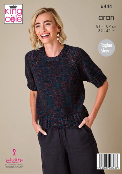 Sweater and Cardigan Knitted in King Cole Aran |6444| King Cole Firefly Aran