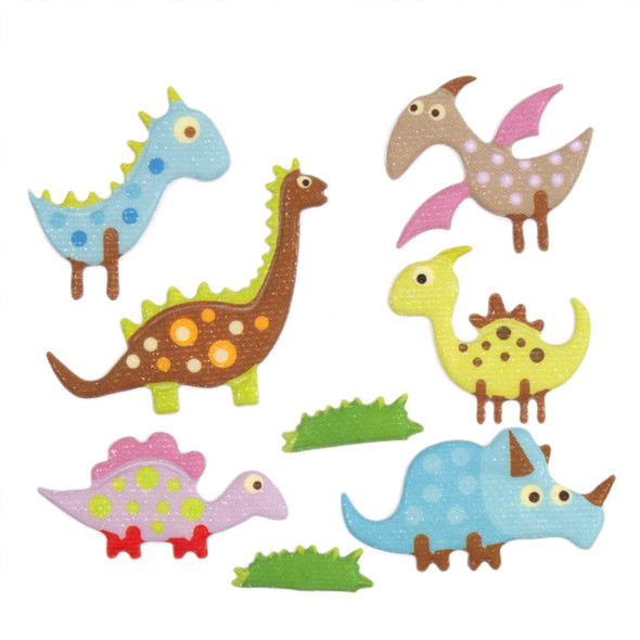 Puffy Glitter Dinosaur Stickers