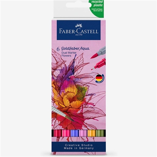 Faber-Castell | 6 Goldfaber Aqua Duel Markers | Flowers