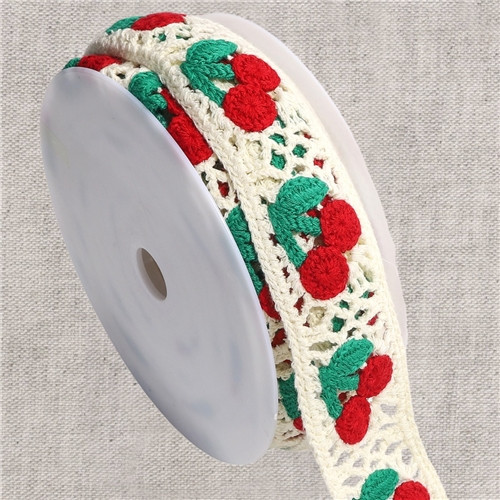Trim| Crochet Cherry|Ivory|Price per Half-Meter