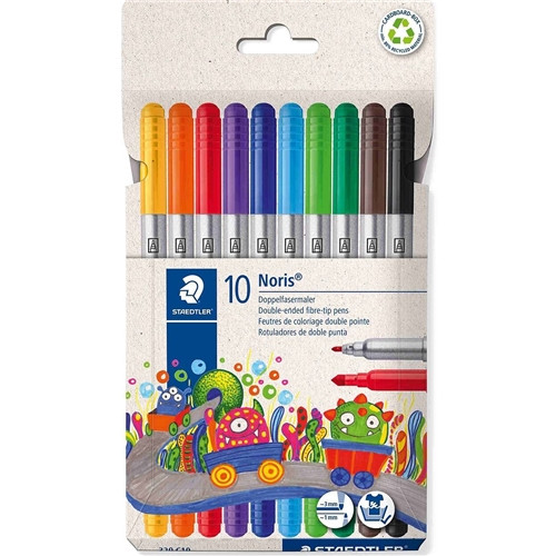Staedtler Noris Double-Ended Fibre Tip Pens - Pack of 10