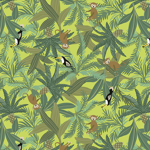 King of the Jungle | Canopy Creatures on Bright Leaf | 54668-4 | Windham Fabrics