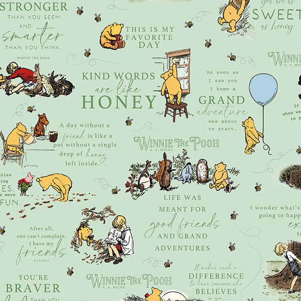 Sweet Honey Sentiments on Pale Green | Winnie the Pooh | C17000-GREEN | Echo Park