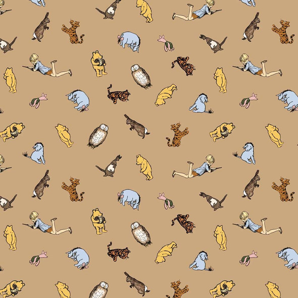 Winnie the Pooh Characters on Soft Brown | Winnie the Pooh | C17003-BROWN | Echo Park