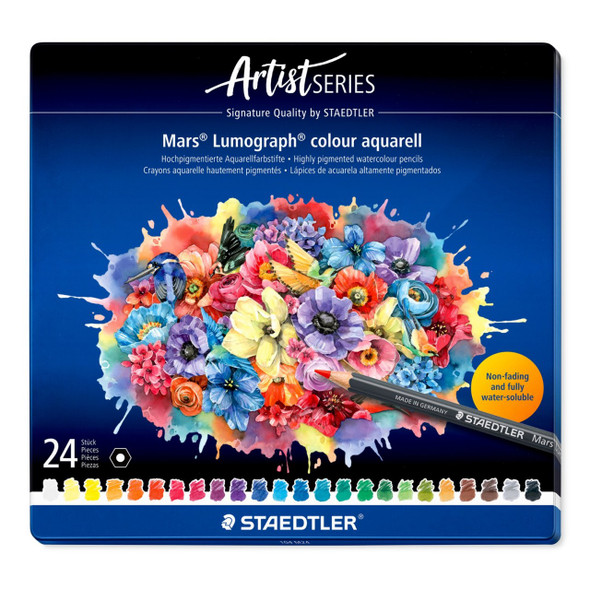 Mars® Lumograph® Colour Aquarell 104 Watercolour Pencil set - 24 Set in Tin