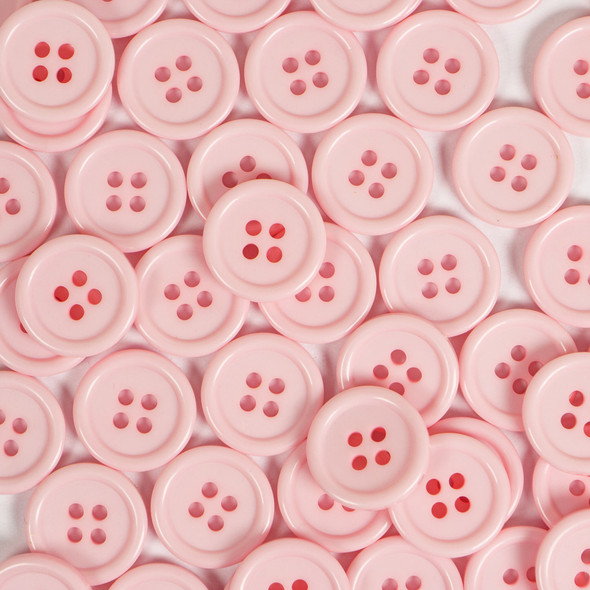4 Hole Chunky Rimmed Buttons - 18 mm | Light Pink