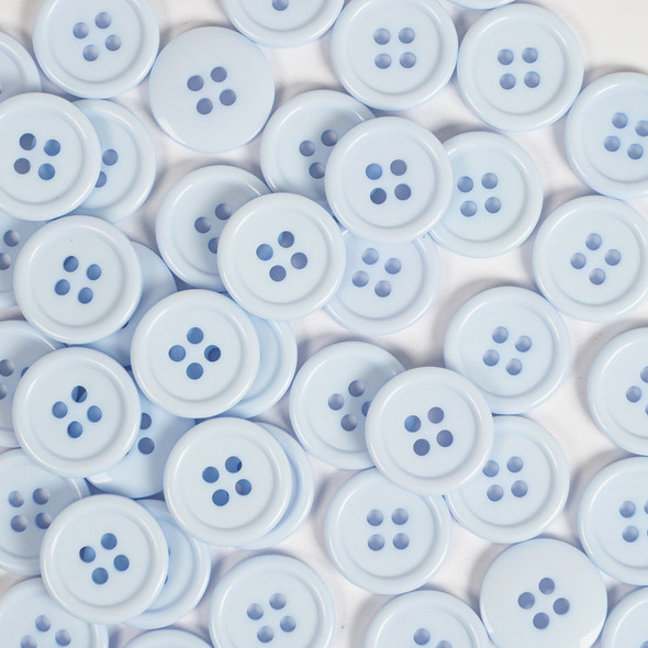 4 Hole Chunky Rimmed Buttons - 18 mm | Light Blue