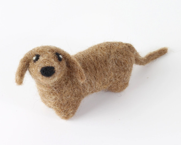 Mini Dachshund Felting Kit | Hawthorn Handmade made up and looking cute