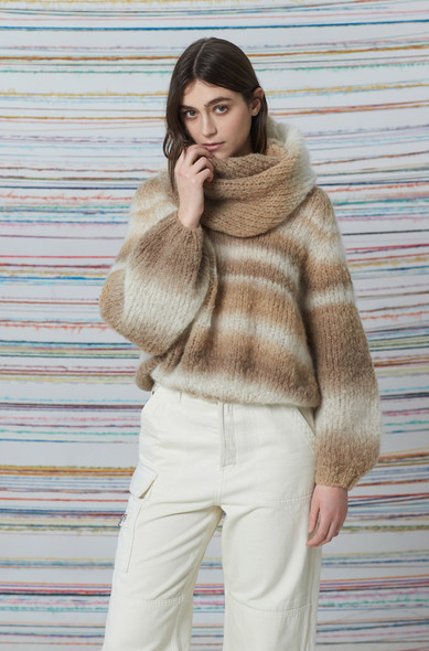Chardonnay - Ladies V Neck Sweater and Snood Chunky Knitting Pattern | Adriafil Filnovo Digital Download