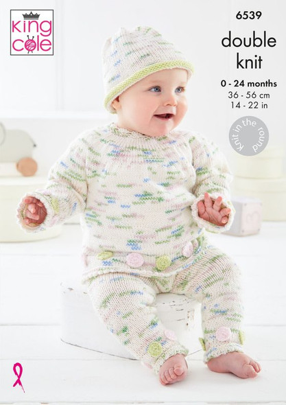 Baby Set knitting Pattern | King Cole | Dot Dot Dash DK 6539