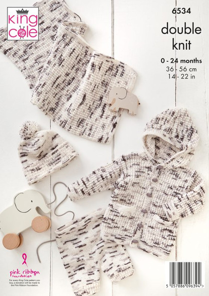 Baby Set knitting Pattern | King Cole | Dot Dot Dash DK 6534