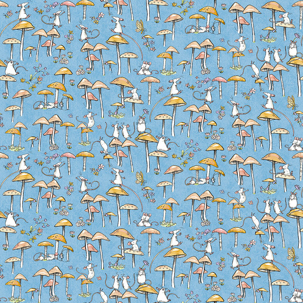 Mushroom Dance on Denim | Mouseplay | Anita Jeram | Y4750-88