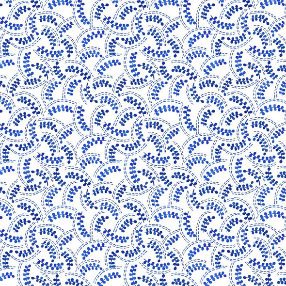 Blue Fronds on Cream | A994.B | Stuart Hillard | Porcelain and Sea Glass