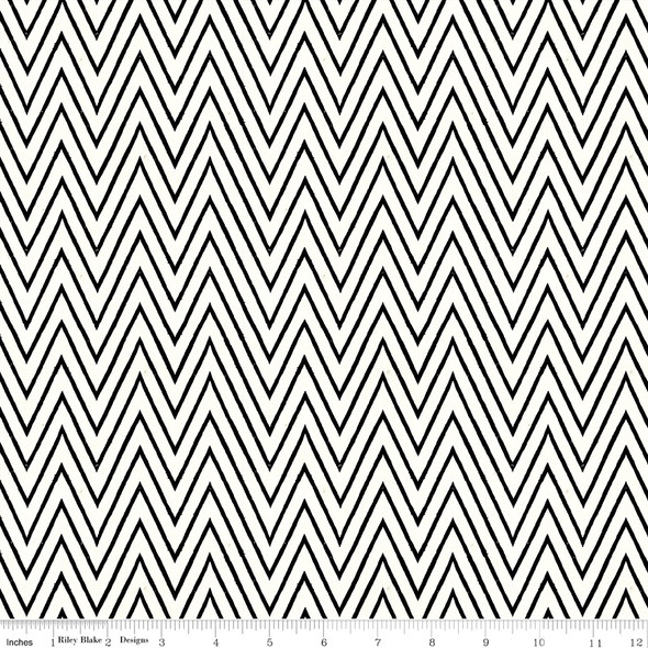 Black Zigzag on White | Scary Scraps | C17610 | J Wecker Frisch | Riley Blake