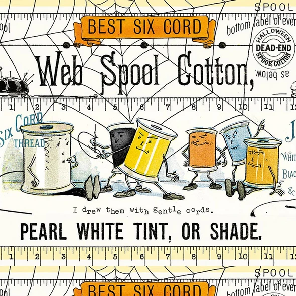 Spools and Webs Border Stripe on White | Scary Scraps | CD17602 | J Wecker Frisch