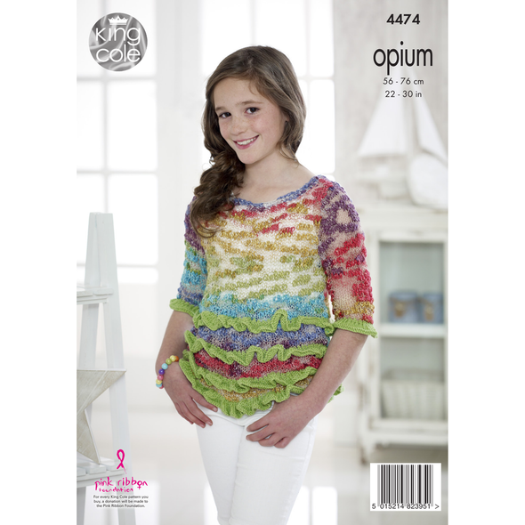 Girls Waistcoat & Sweater Knitting Pattern | King Cole Opium Palette 4474 | Digital Download - Other knitting pattern image