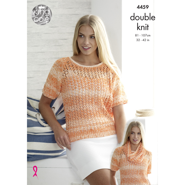 Ladies Lace Sweaters & Snood Knitting Pattern | King Cole Vogue DK 4459 | Digital Download - Main image