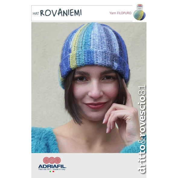Rovaniemi - Adult's Textured Hat Crochet Pattern | Adriafil Filopuro Knitting Yarn D&R 81 | Digital Download - Main image