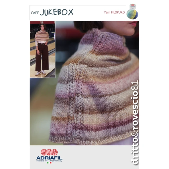 Jukebox - Women's Braided Cape Knitting Pattern | Adriafil Filopuro Knitting Yarn D&R 81 | Digital Download - Main image