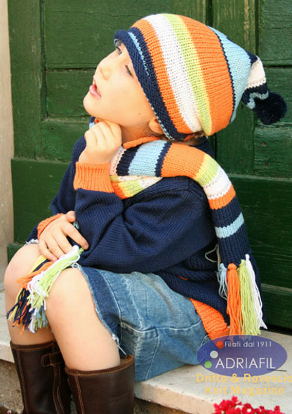 Oklahoma Outfit (Hat & Scarf) Knitting Pattern using Adriafil Genziana Yarn | Free Downloadable Pattern - Main image