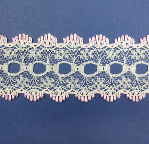 Scalloped Edge Lace Trim 10mm - Baby Pink