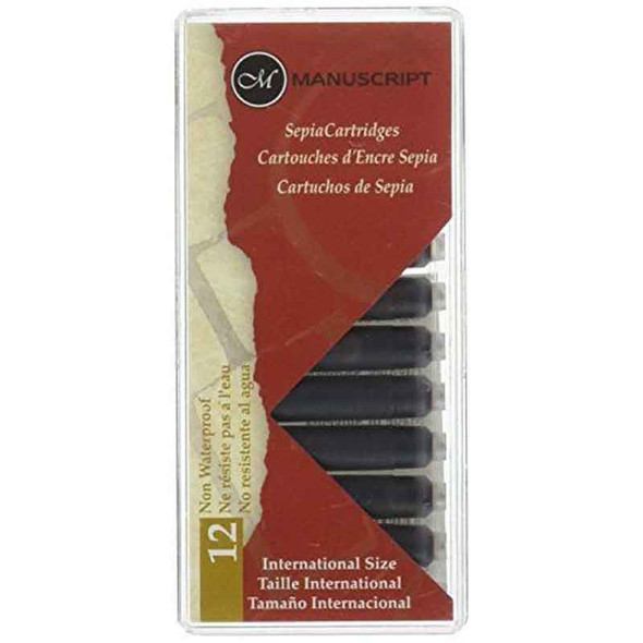 Manuscript Pack of 12 Sepia Ink Calligraphy Cartridges - Main Image