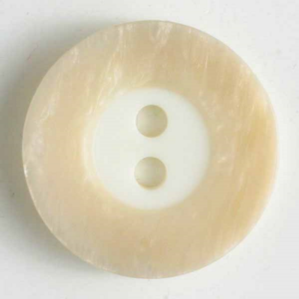 Polyester pearlescent edged button | 23 mm | Beige / Cream