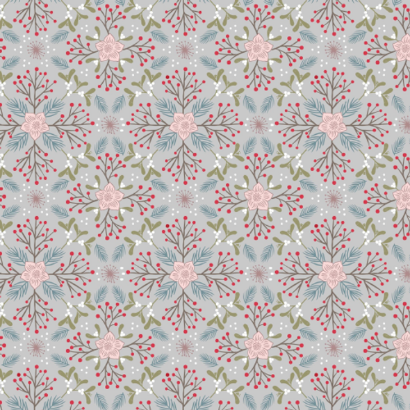 Winter in Bluebell Wood | Lewis and Irene | C45.2 | Winter Floral Grey | Half Metre Units