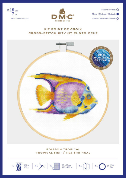 DMC | Cross Stitch Kit | Ocean Blue | Tropical Fish